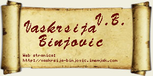 Vaskrsija Binjović vizit kartica